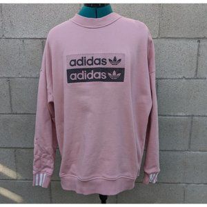 Adidas Women Oversized Soft Pink Adidas Crew Neck Sweatshirt Size M